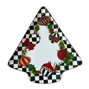 NEW Mackenzie Childs Deck the Halls Tree Serving Platter